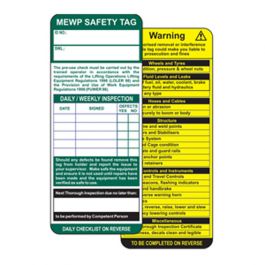 MEWP Safety Tag Insert